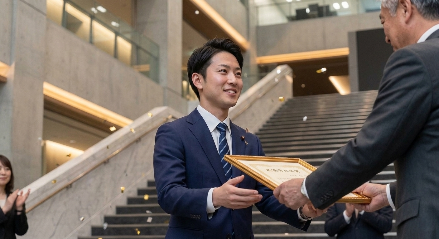 表彰されている男性